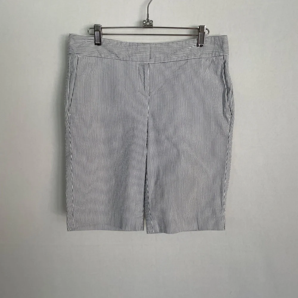 ANN TAYLOR Women’s Size 4 Devon Boardwalk Bermuda Shorts Pinstripe Searsucker